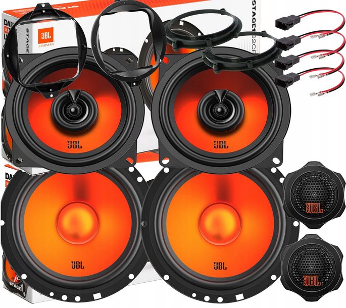 JBL STAGE MOCNE GŁOŚNIKI AUDI A4 B5 DO DRZWI PRZÓD+TYŁ + SYKI