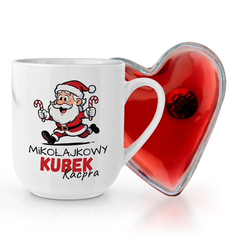 Kubek z NADRUKIEM i OGRZEWACZ do rąk SERCE na MIKOŁAJKI dla niego