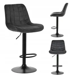 hoker-stolek-barowy-nowoczesny-loft-podstawa-czarna-welur-velvet-szary