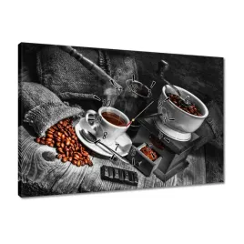 zegary-60x40-czarnobiale-zdjecie-kawy