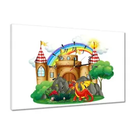 zegary-60x40-smok-i-bajkowy-zamek