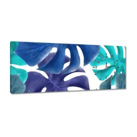 zegary-100x40-monstera-liscie-niebieski