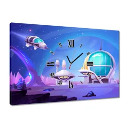 zegary-60x40-kosmiczne-miasto-na-obcej-planecie