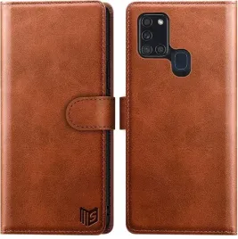 etui-z-klapka-do-samsunga-galaxy-a21s-z-przegrodkami-na-karty-brazowe