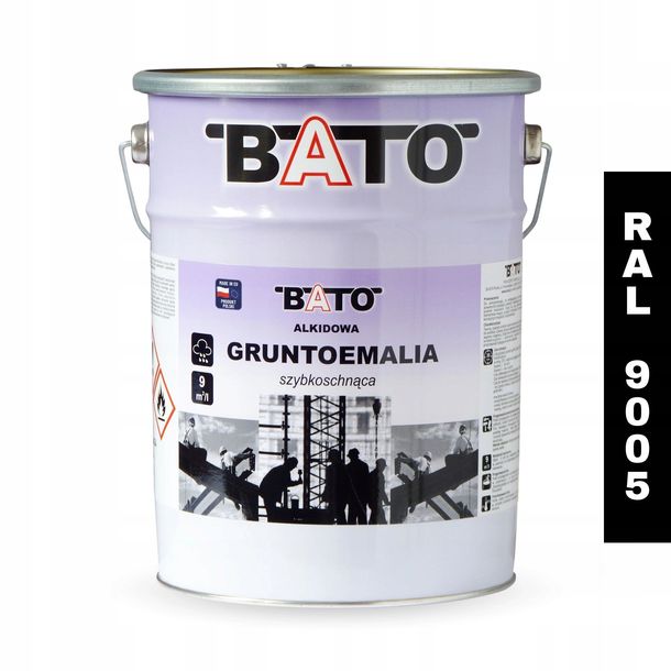GRUNTOEMALIA ALKIDOWA SZYBKOSCHNĄCA CZARNA MAT RAL 9005 A 5L