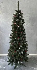choinka-sztuczna-sosna-smukla-180cm-z-galazkami-zurawiny-waska-w-szpic-slim