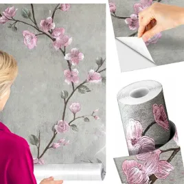 tapeta-samoprzylepna-scienna-okleina-winylowa-kwiaty-efekt-3d-imitacja-10m