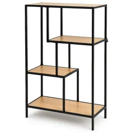 regal-loftowy-114x69x33-cm-czarny-metal-dab-z-polkami-biuro-salonmi