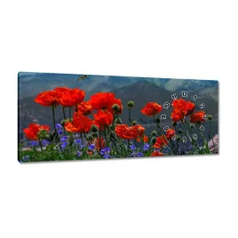 zegary-100x40-czerwone-maki-kwiaty