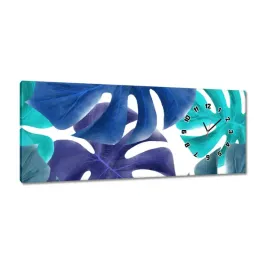 zegary-100x40-monstera-liscie-niebieski