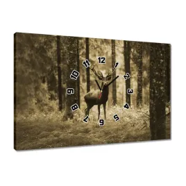 zegary-60x40-jelen-w-lesie-sepia