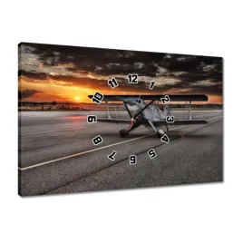 zegary-60x40-samolot-zachod-slonca