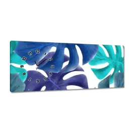 zegary-100x40-monstera-liscie-niebieski