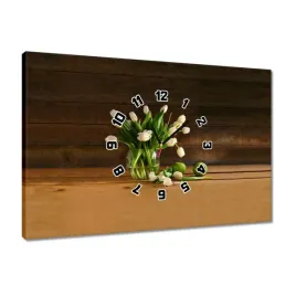 zegary-60x40-biale-tulipany-w-wazonie