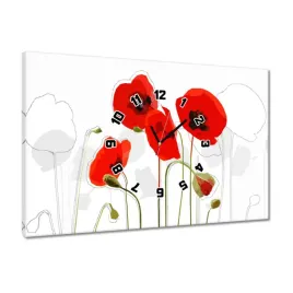zegary-60x40-czerwone-maki-kwiaty