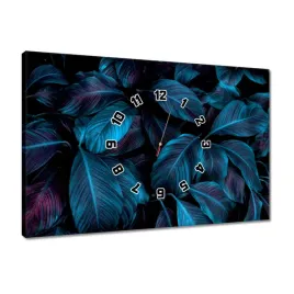 zegary-60x40-piekne-niebieskie-liscie