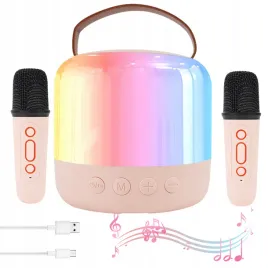 glosnik-karaoke-z-dwiema-bezprzewodowymi-sluchawkami-led-przenosny-rozowy