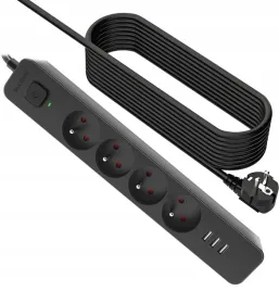listwa-zasilajaca-przedluzacz-usb-dlugosc-kabla-5m-antyprzepieciowa-czarna