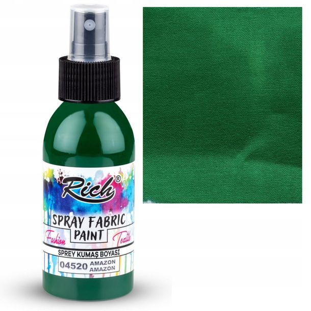 FARBA W SPRAYU DO TKANIN ubrań odzieży tekstyliów Rich 100 ml ZIELONA