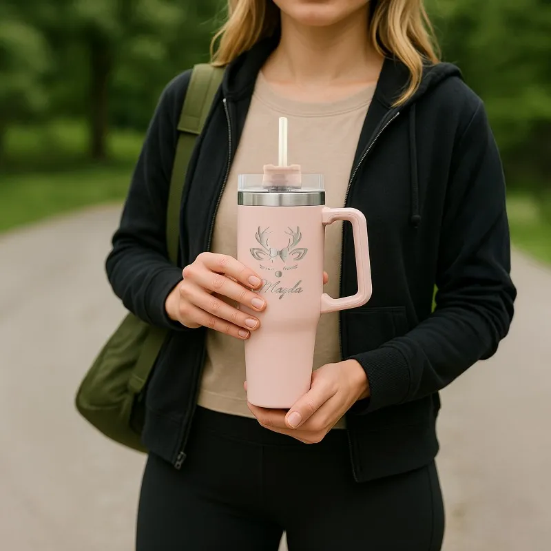 KUBEK Termiczny ze SŁOMKĄ i GRAWEREM na ŚWIĘTA dla KOBIETY