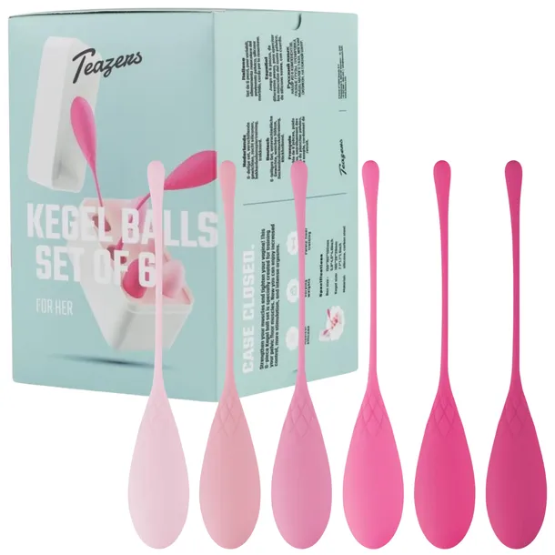 Zestaw kulek Kegela - Balls Set - 6 sztuk - różne wagi, Silikonowe Różowe -