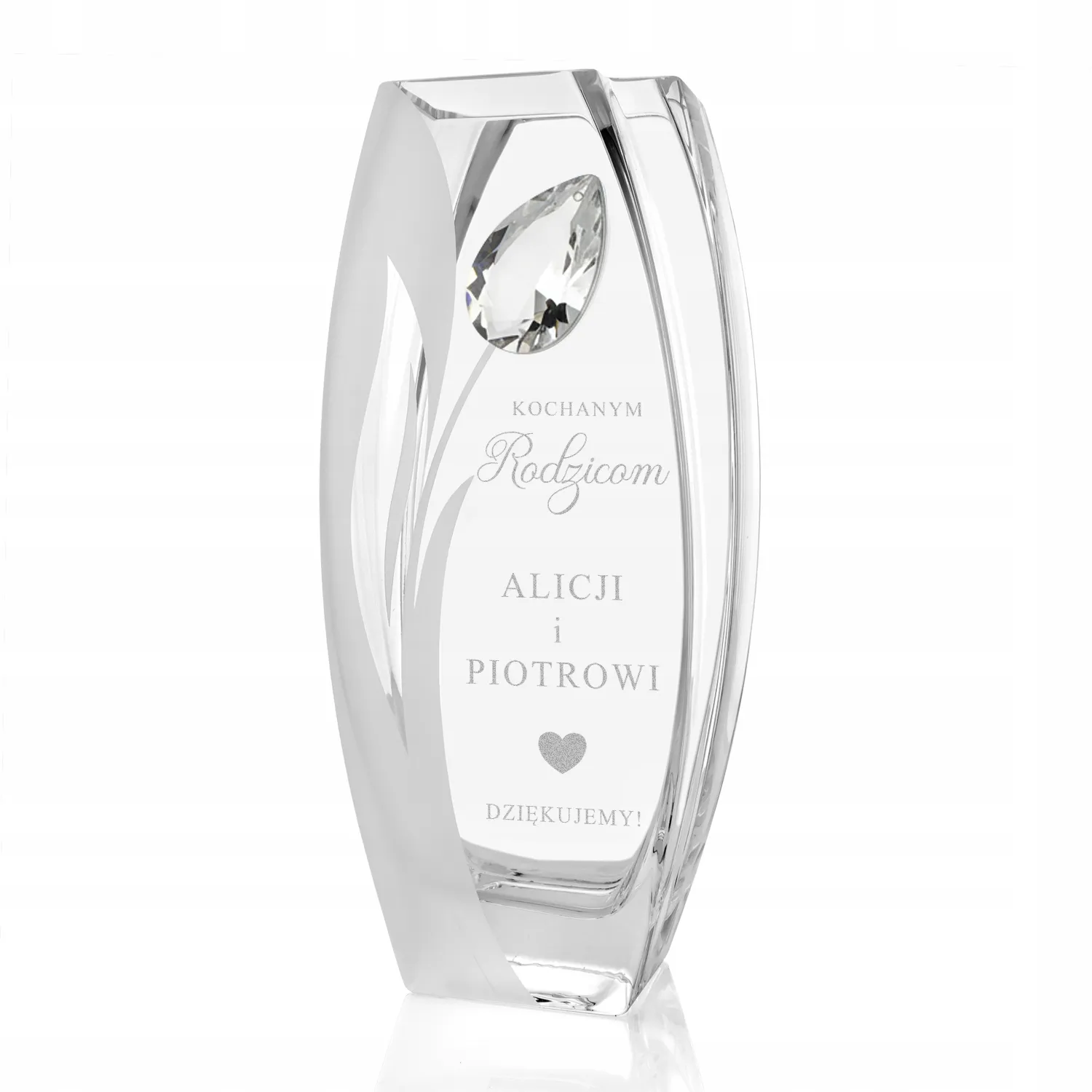 Wazon z Kryształem Grawerem Dedykacji na Podziękowanie dla Rodziców Prezent