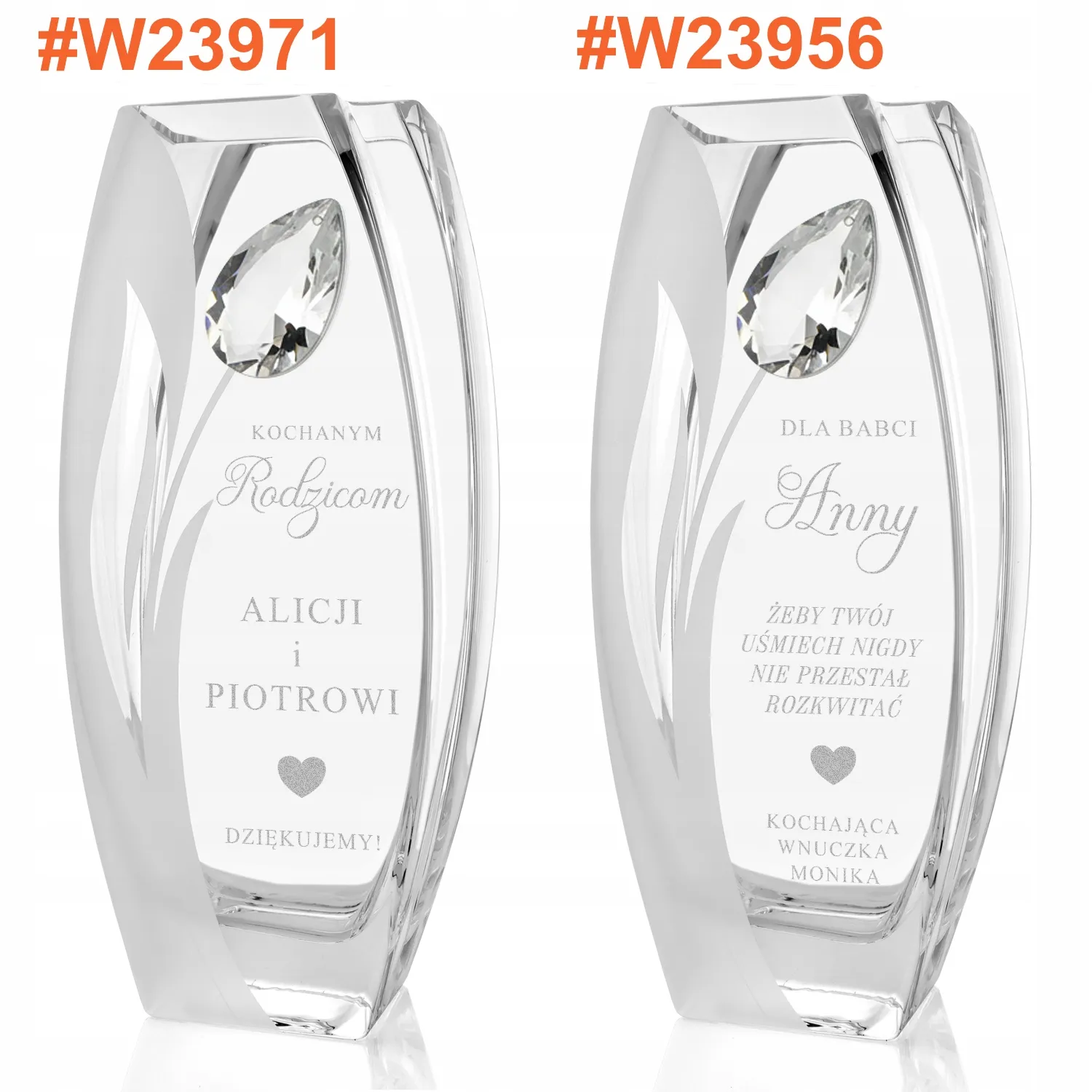 Wazon z Kryształem Grawerem Dedykacji na Podziękowanie dla Rodziców Prezent