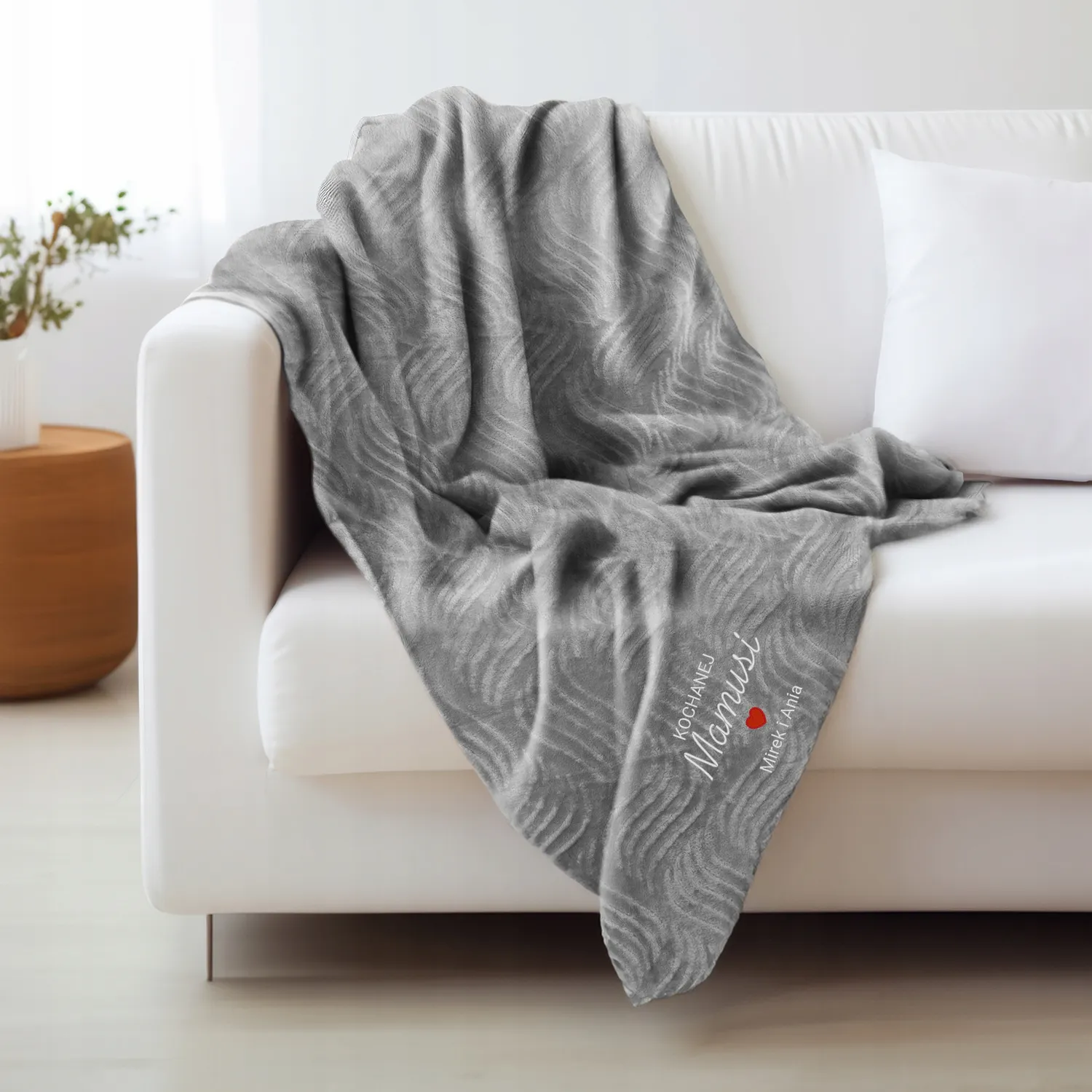 Koc z Mikrofibry Haft Dedykacji Elegancki Prezent dla Mamy na Święta