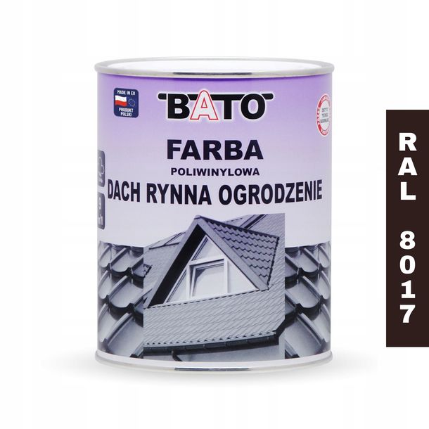 Farba poliwinylowa na dach BATO RAL 8017 ciemno brązowa 0,8L