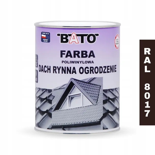Farba poliwinylowa na dach BATO RAL 8017 ciemno brązowa 0,8L