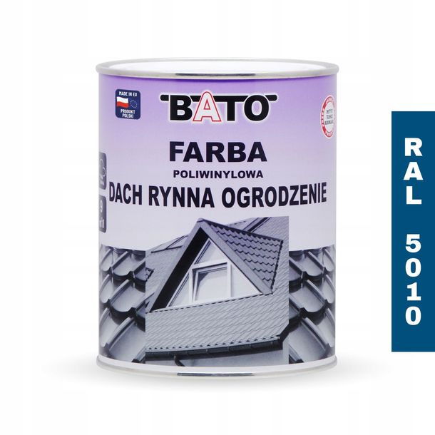 Farba poliwinylowa na dach BATO RAL 5010 niebieska  0,8L