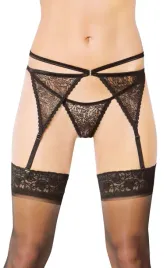 czarny-koronkowy-pas-do-ponczoch-3318-z-ozdobnymi-paskami-s-m-softline-coll