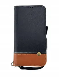 etui-do-iphone-a-14-przegrody-magnetyczne-zapiecie-czarno-brazowe