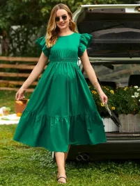 shein-zielona-sukienka-ciazowa-z-marszczeniem-w-pasie-a-line-s-66936