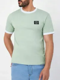 shein-mietowy-bawelniany-t-shirt-z-bialym-wykonczeniem-naszywka-s-44147