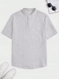 shein-szaro-biala-bawelniana-koszula-w-paski-krotki-rekaw-guziki-s-38819