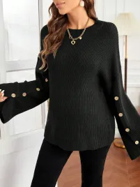 shein-czarny-ciazowy-prazkowany-sweter-dzianinowy-ozdobne-guziki-m-65255