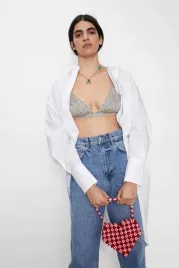 zara-bezowo-czarny-krotki-top-w-kropki-xs-25064