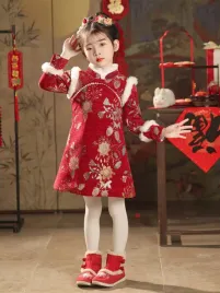 shein-czerwona-ocieplana-sukienka-z-futerkiem-chinese-style-5y-805390