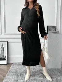 shein-czarna-prazkowana-sukienka-ciazowa-z-dlugim-rekawem-l-82749