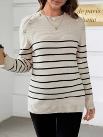 shein-bezowy-ciazowy-sweter-w-czarne-paski-ozdobne-guziki-l-12428