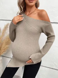 shein-bezowy-prazkowany-asymetryczny-sweter-ciazowy-xl-76797