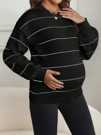 shein-czarny-ciazowy-sweter-z-dlugim-rekawem-w-biale-paski-m-24240