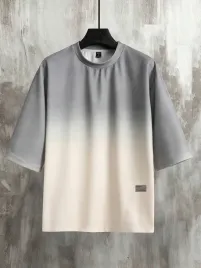 shein-bezowo-szary-teksturowy-meski-t-shirt-wzor-ombre-l-58266