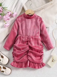 shein-rozowa-sukienka-z-dlugim-rekawem-marszczenia-7y-68146