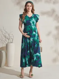 shein-granatowo-zielona-plisowana-sukienka-ciazowa-z-paskiem-s-36226