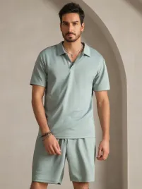 shein-mietowy-komplet-koszulka-polo-szorty-z-kieszeniami-lato-m-52354