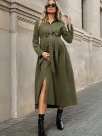 shein-zielona-ciazowa-sukienka-koszulowa-z-paskiem-na-co-dzien-l-77577