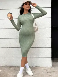 shein-zielona-prazkowana-sukienka-ciazowa-midi-z-dlugim-rekawem-xxl-84210
