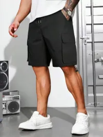 shein-czarne-bawelniane-krotkie-spodenki-bojowki-bermudy-l-66119
